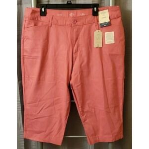St Johns Bay Womens 18 Petite Classic Fit Shocking Pink Crop Capri‎ NWT